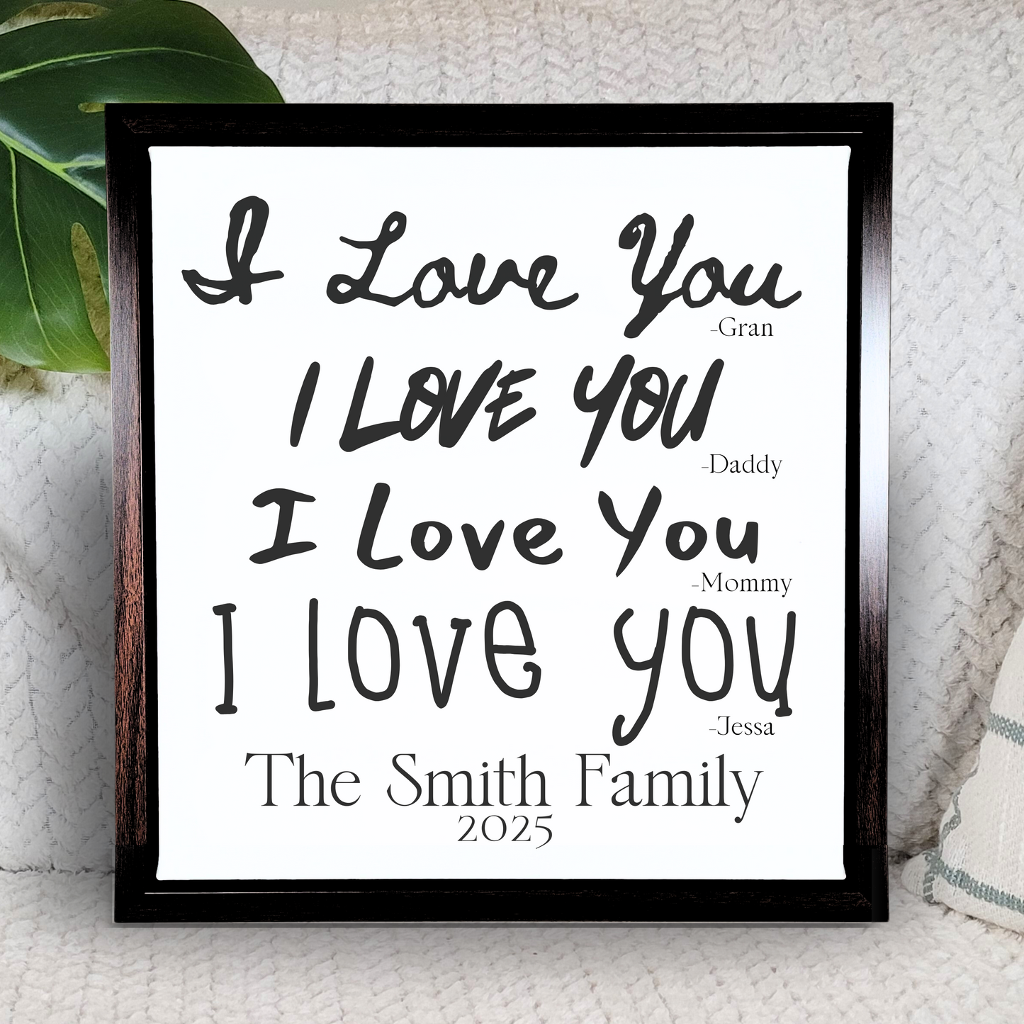 Handwritten I Love You Canvas Sign