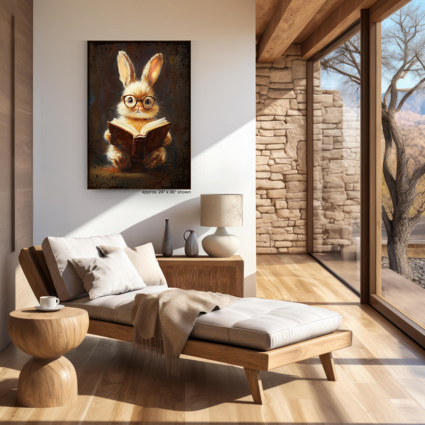 Rustic Vintage Bunny Canvas Dark