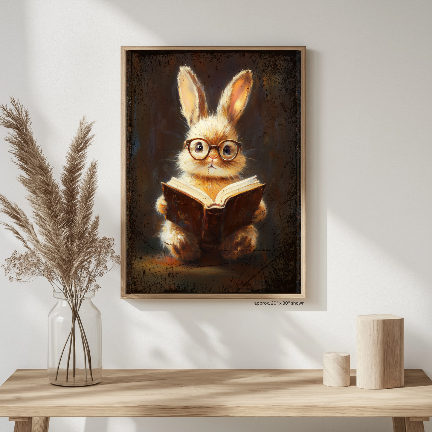 Rustic Vintage Bunny Canvas Dark