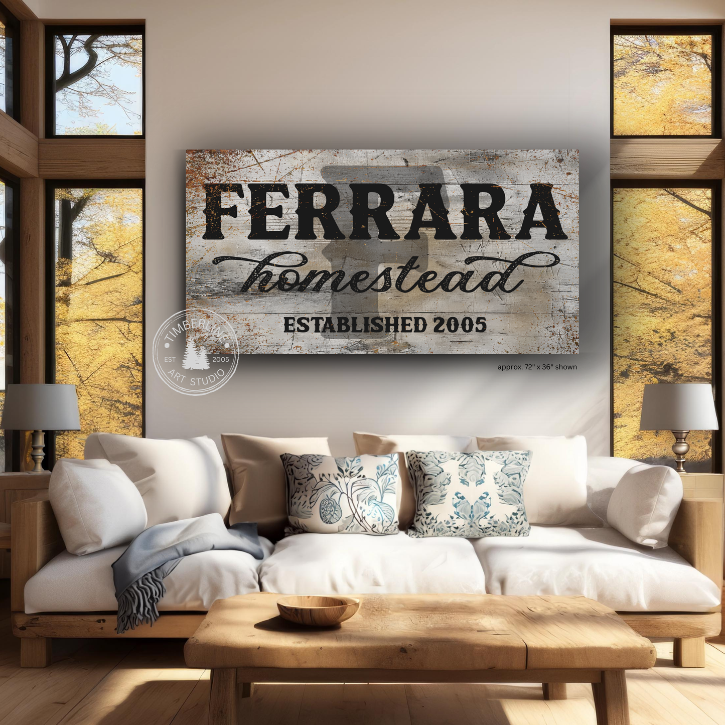 Personalized Rustic Homestead Family Canvas Sign