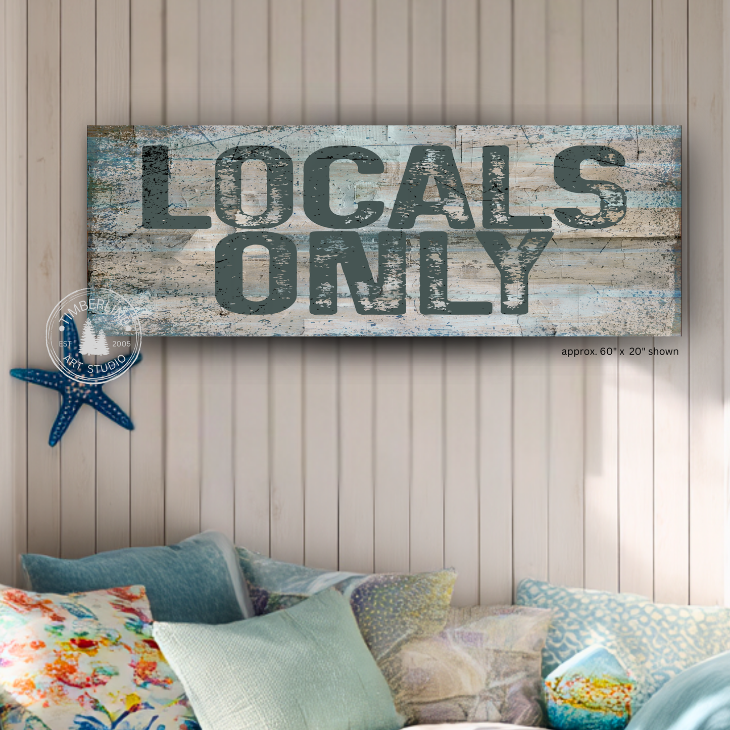 Locals Only – Rustic Coastal Canvas Sign