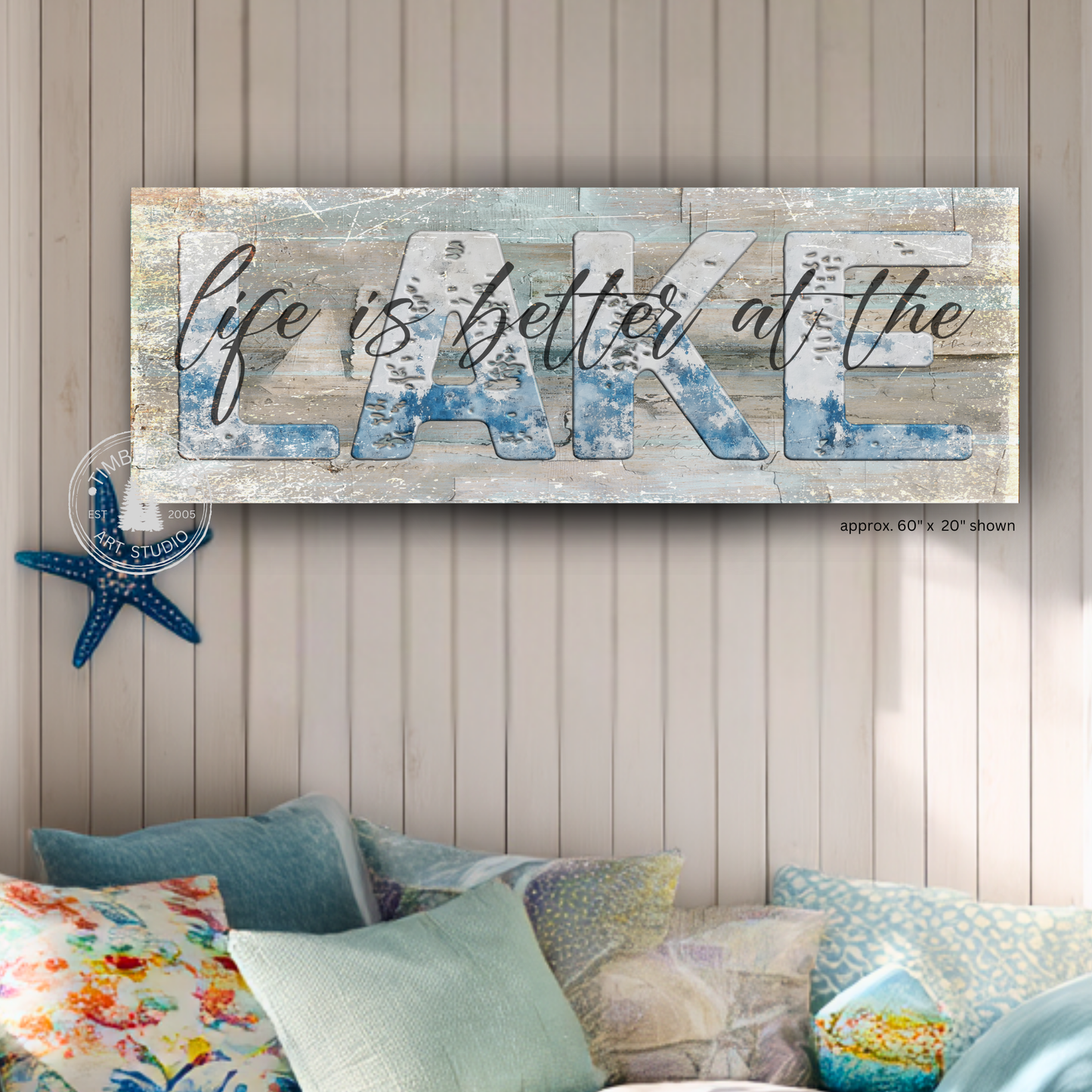 Life Is Better at the Lake – Rustic Lake House Canvas Sign