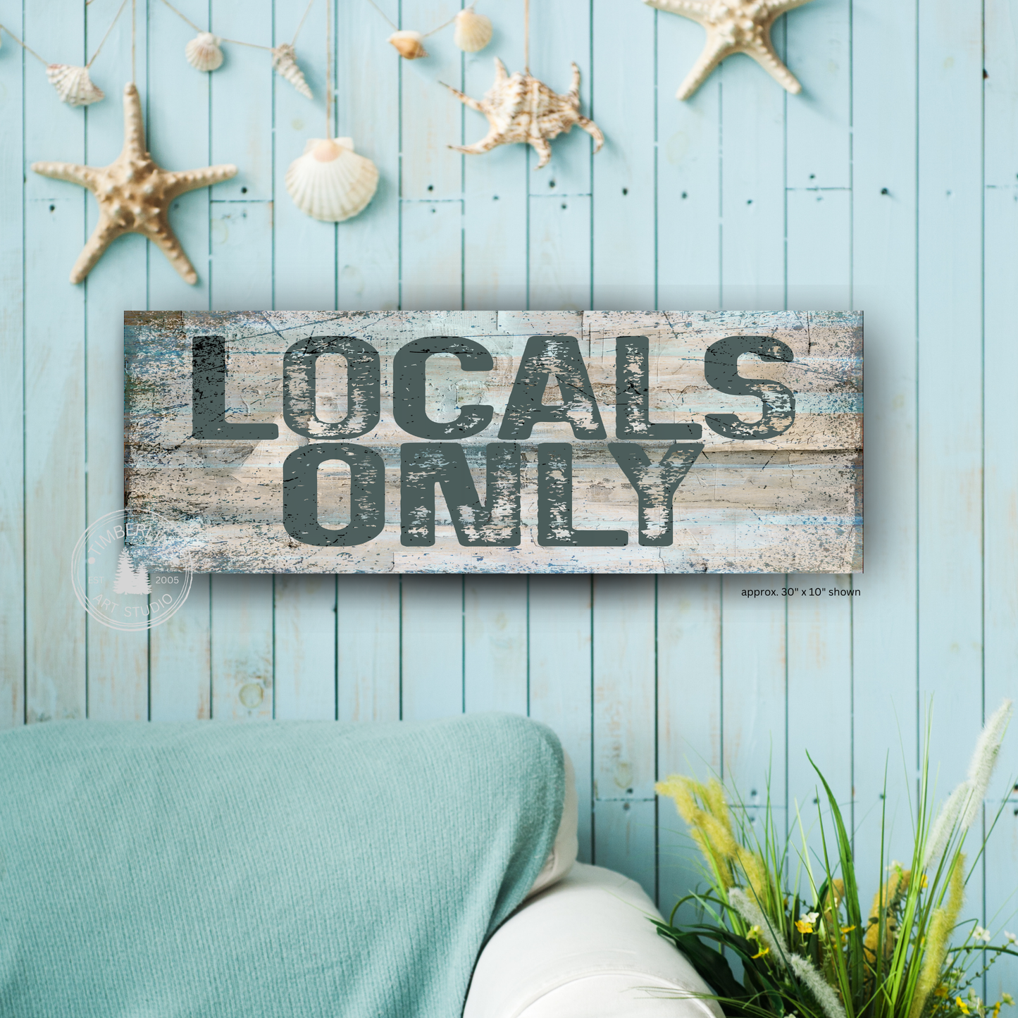 Locals Only – Rustic Coastal Canvas Sign