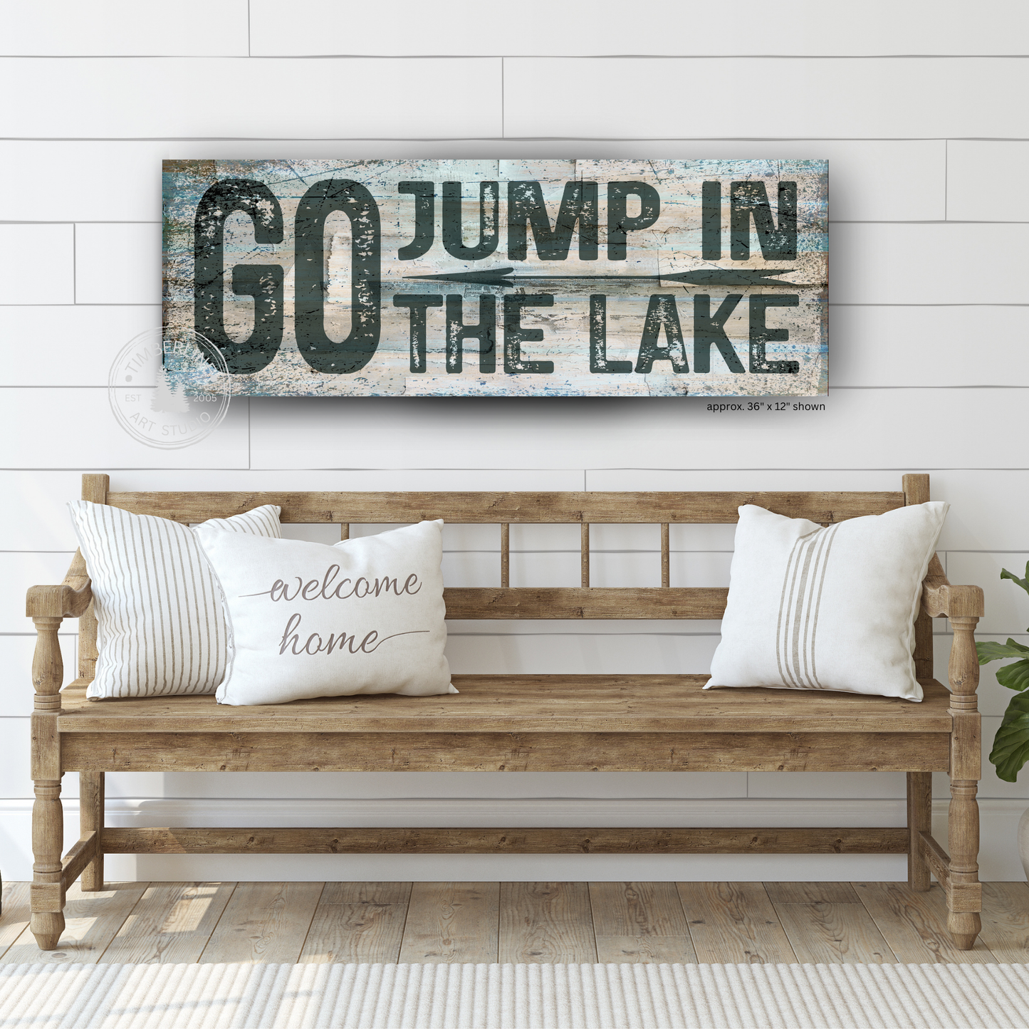 Go Jump in the Lake – Rustic Lake House Canvas Sign