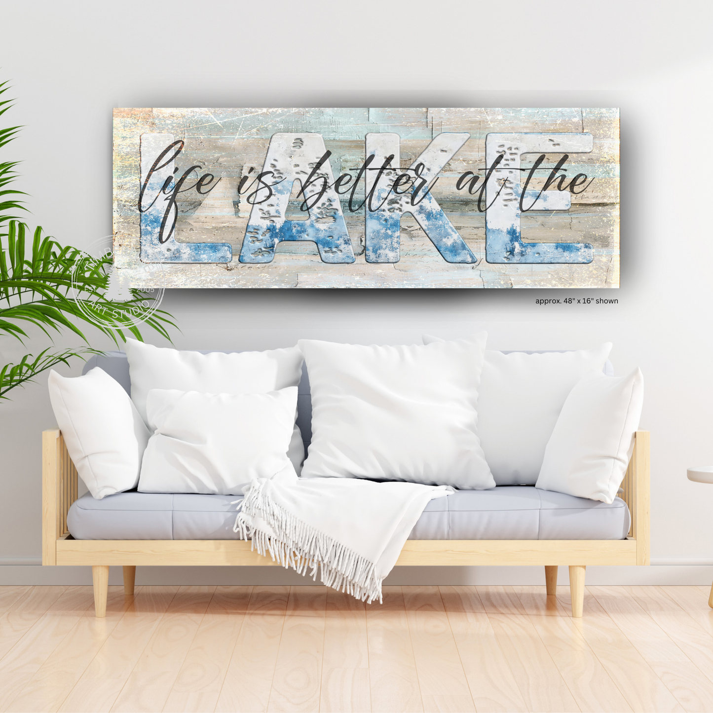 Life Is Better at the Lake – Rustic Lake House Canvas Sign