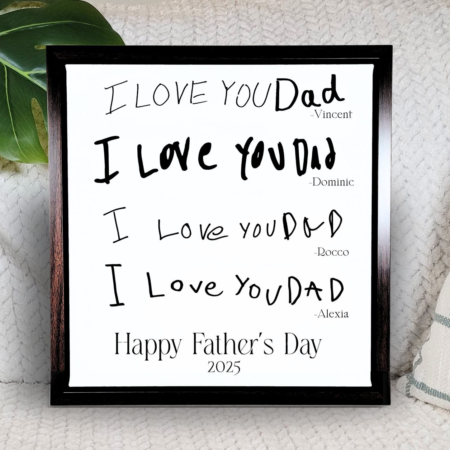 “I Love You Dad” Handwritten Canvas – Framed Keepsake from the Kids