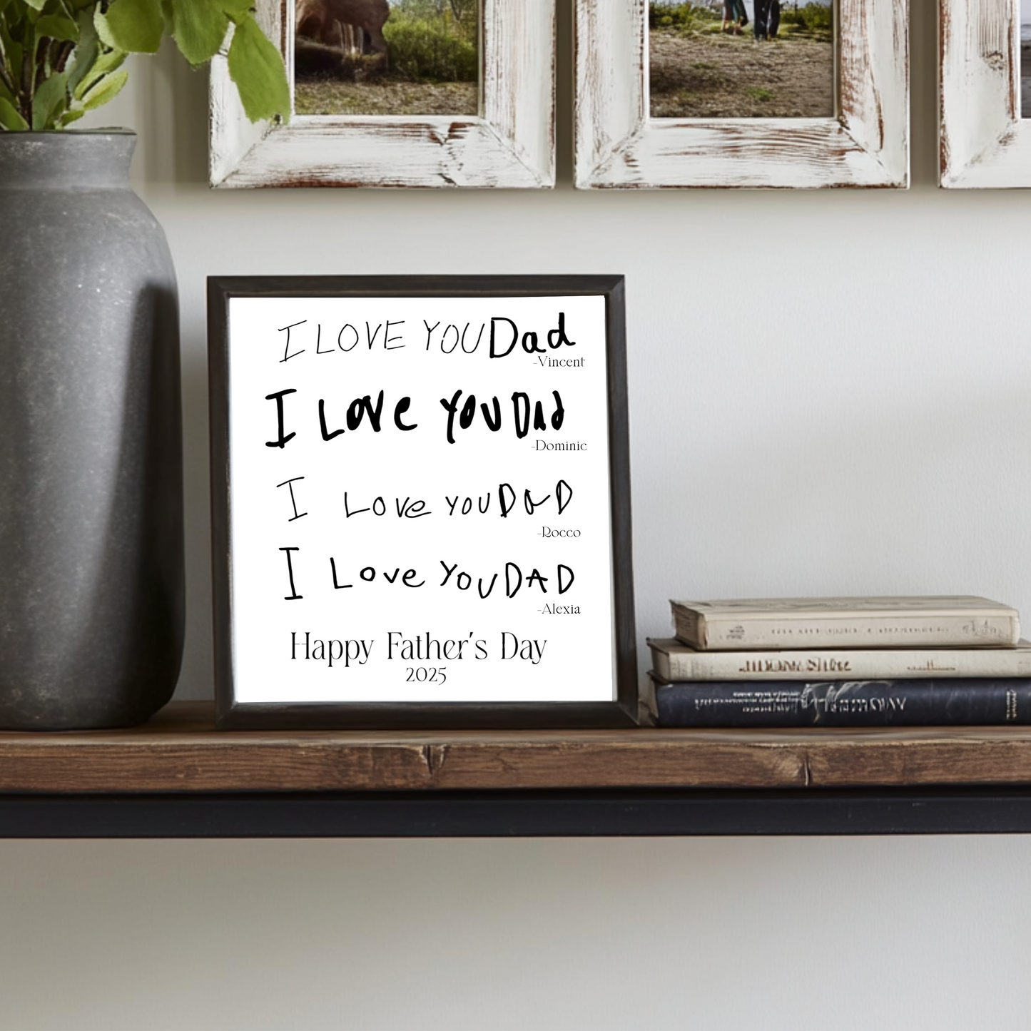 “I Love You Dad” Handwritten Canvas – Framed Keepsake from the Kids