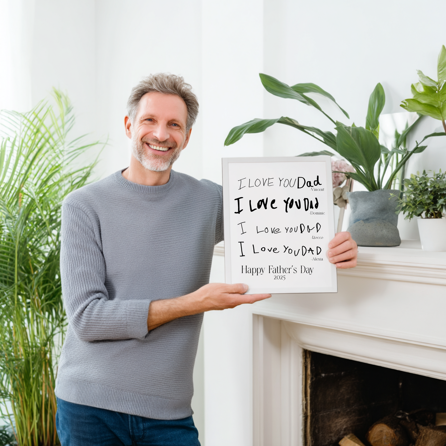 “I Love You Dad” Handwritten Canvas – Framed Keepsake from the Kids