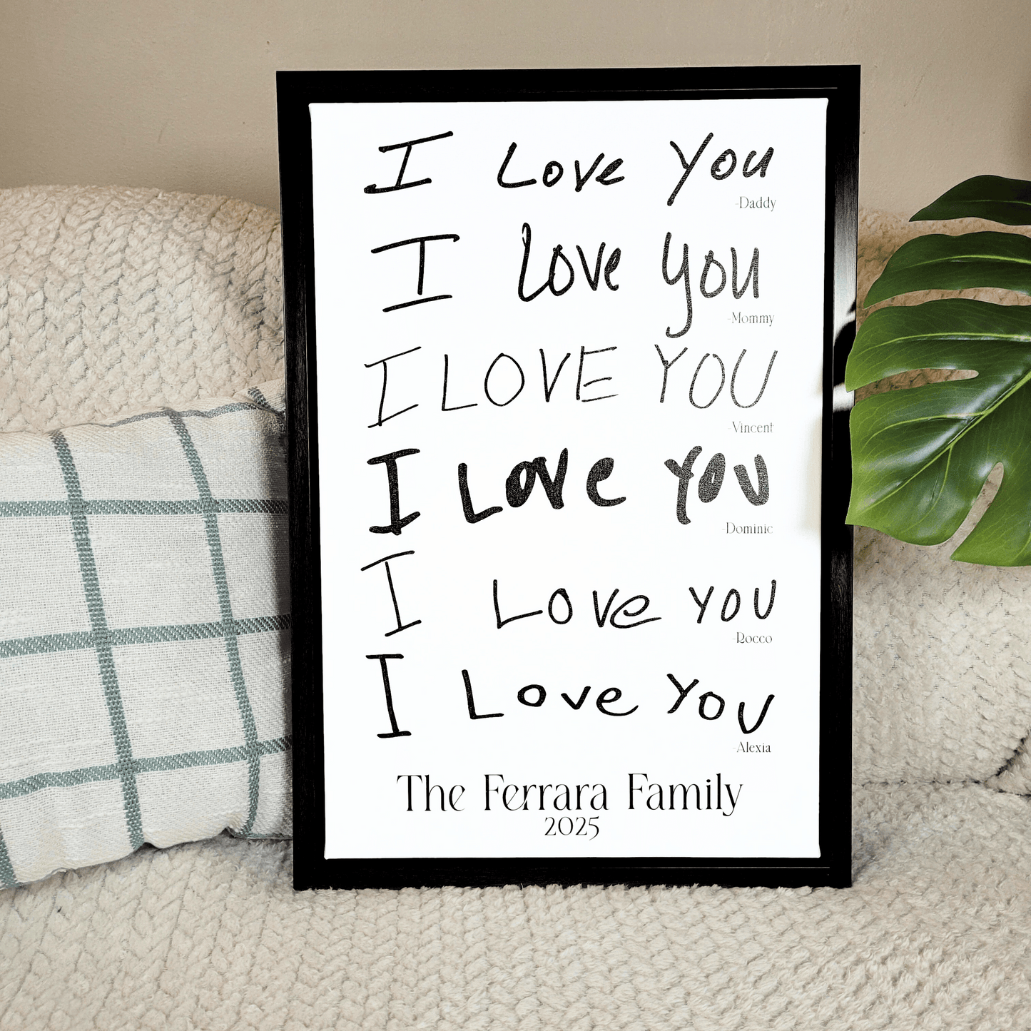 Handwritten I Love You Canvas Sign