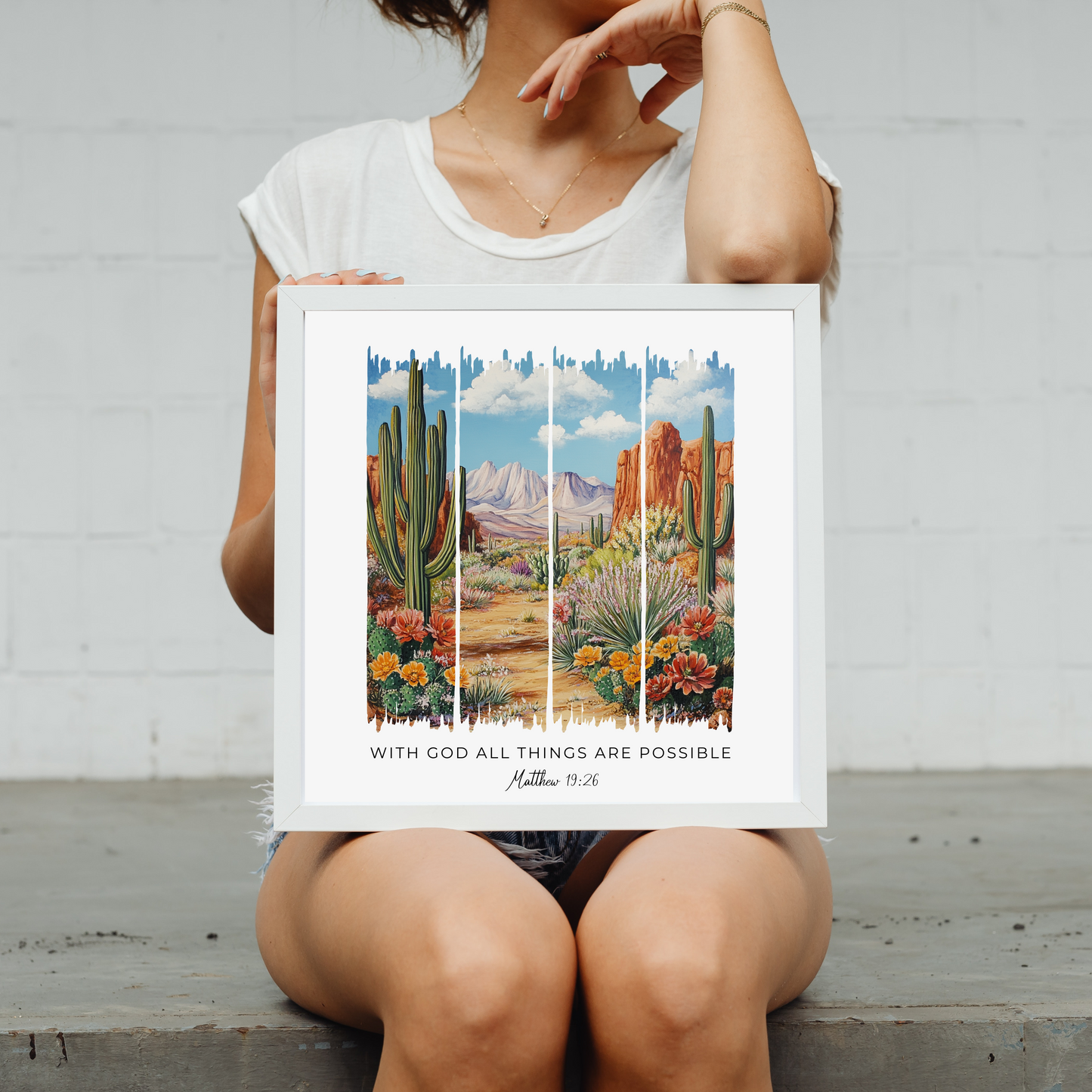 With God, All Things Are Possible – Blooming Painted Desert Bible Verse Canvas