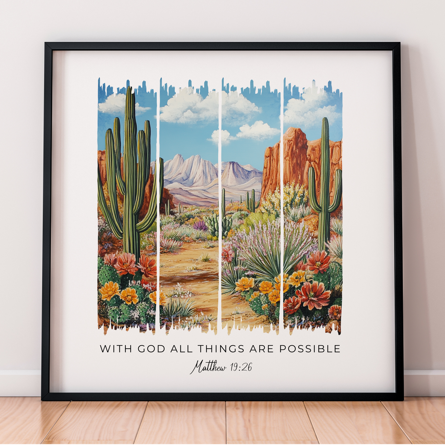 With God, All Things Are Possible – Blooming Painted Desert Bible Verse Canvas