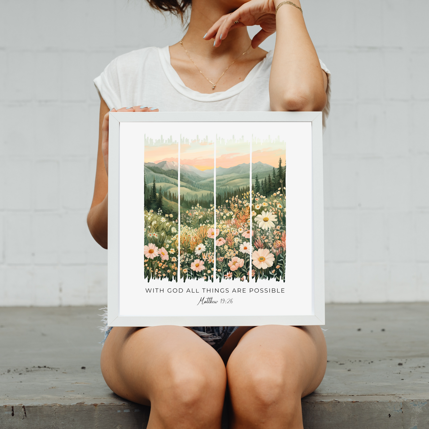With God, All Things Are Possible – Blooming Wildflower Field Bible Verse Canvas