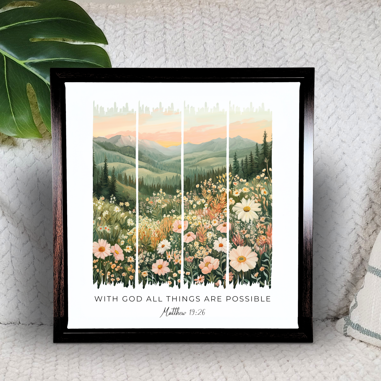 With God, All Things Are Possible – Blooming Wildflower Field Bible Verse Canvas