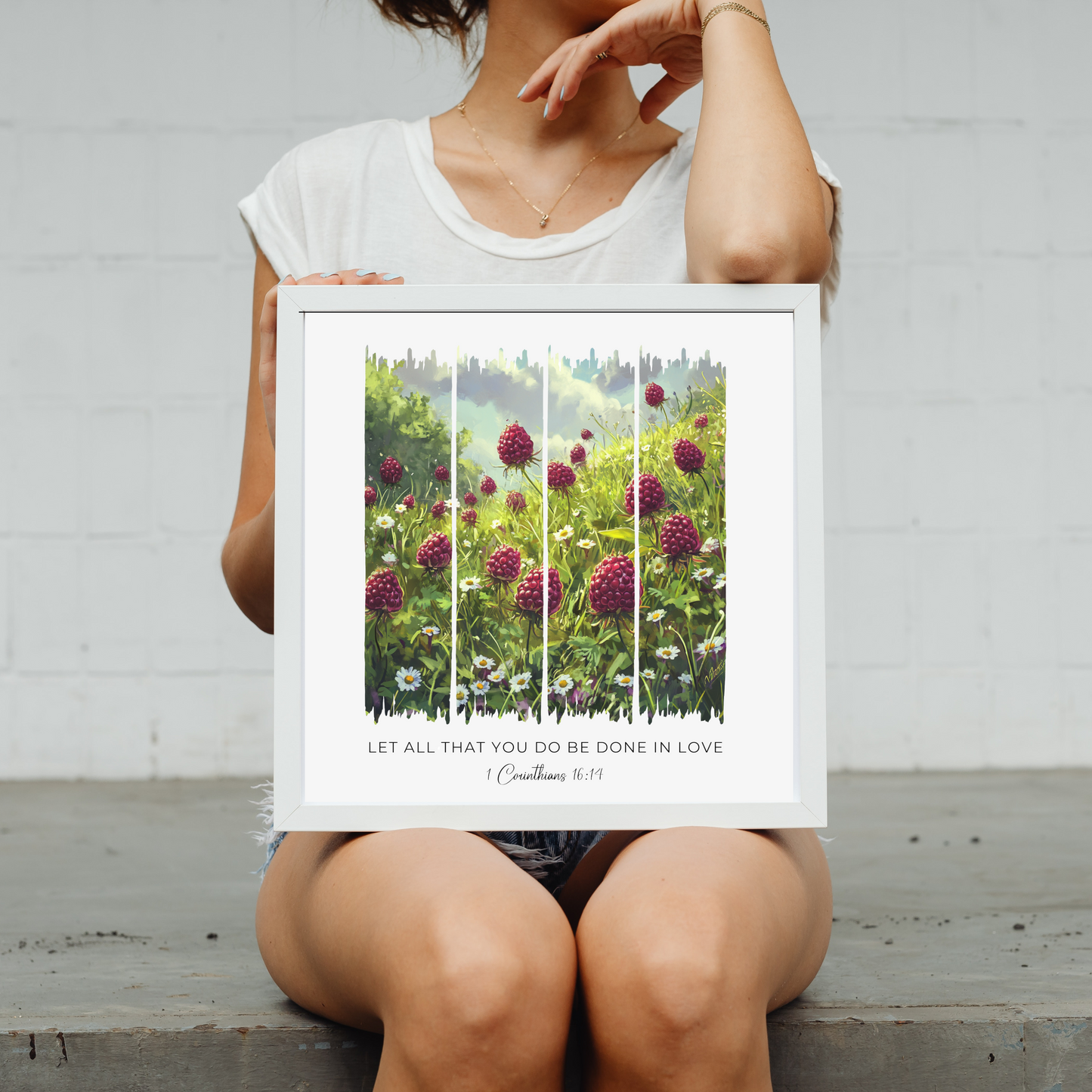 Let All That You Do Be Done in Love – Blooming Raspberry Field Bible Verse Canvas