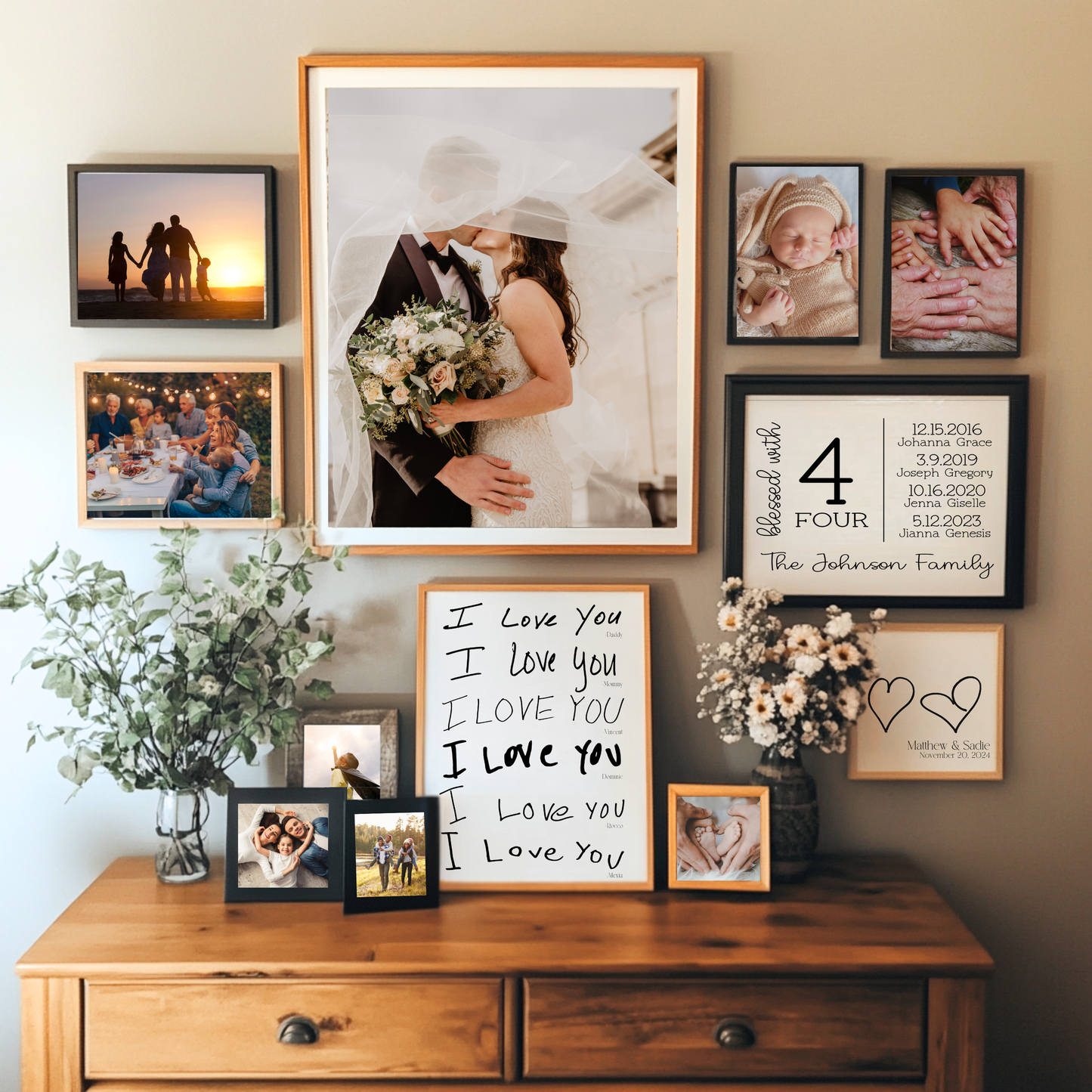 “I Love You Mom” Handwritten Canvas – Framed Keepsake from the Kids