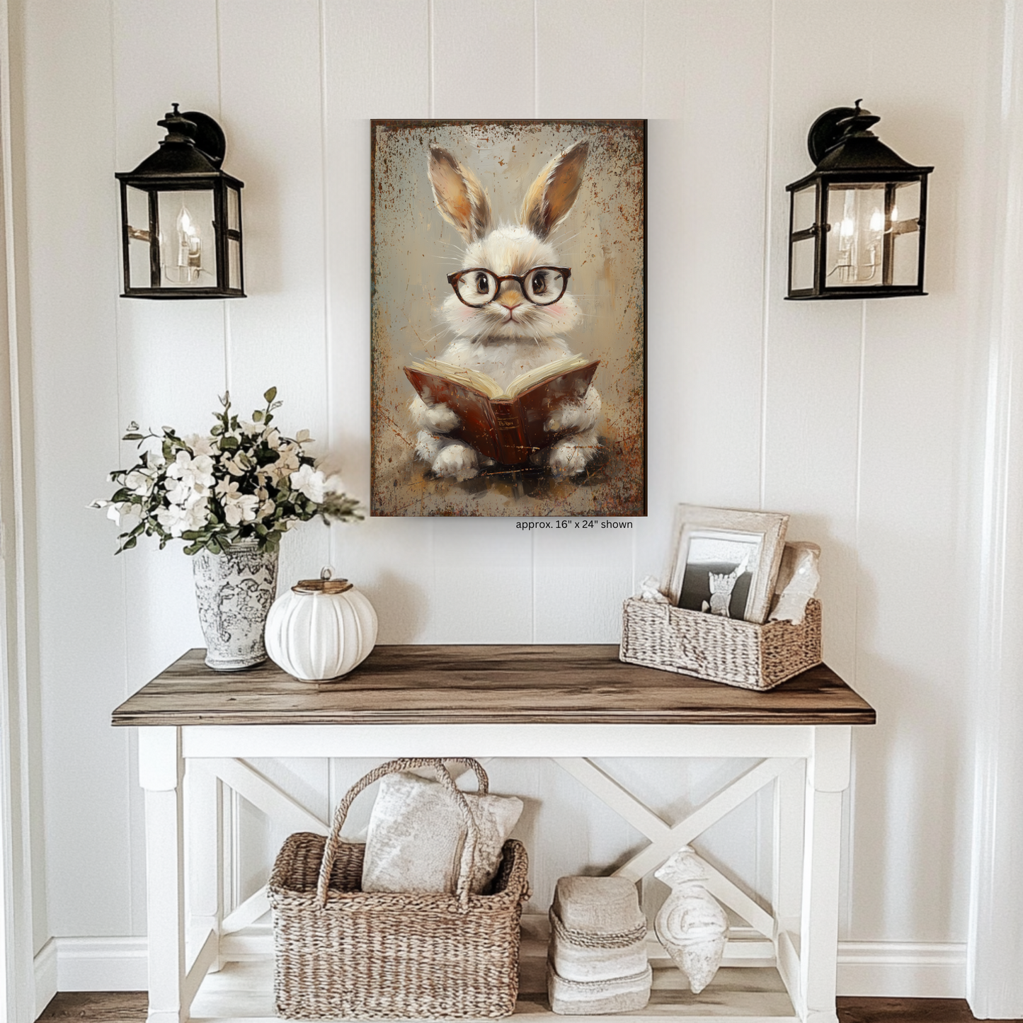 Rustic Vintage Bunny Canvas Light