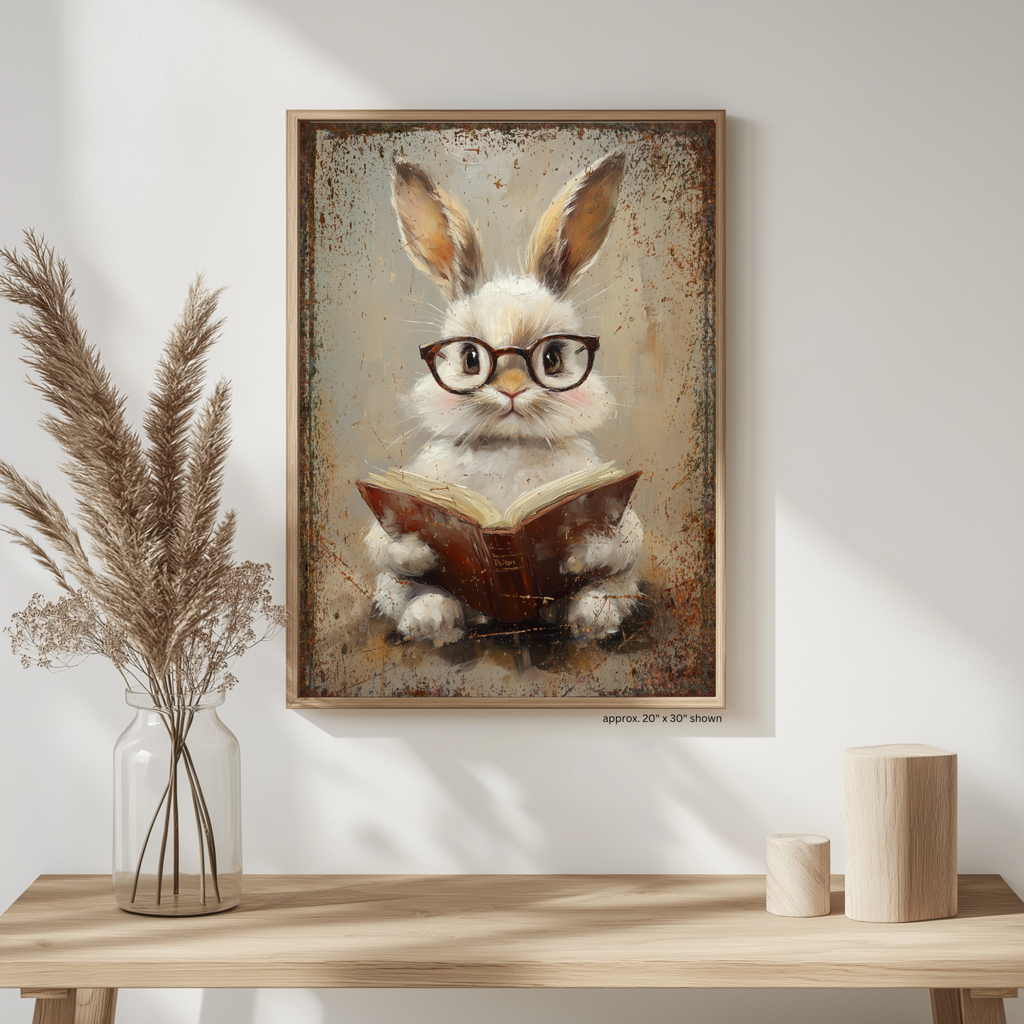 Rustic Vintage Bunny Canvas Light