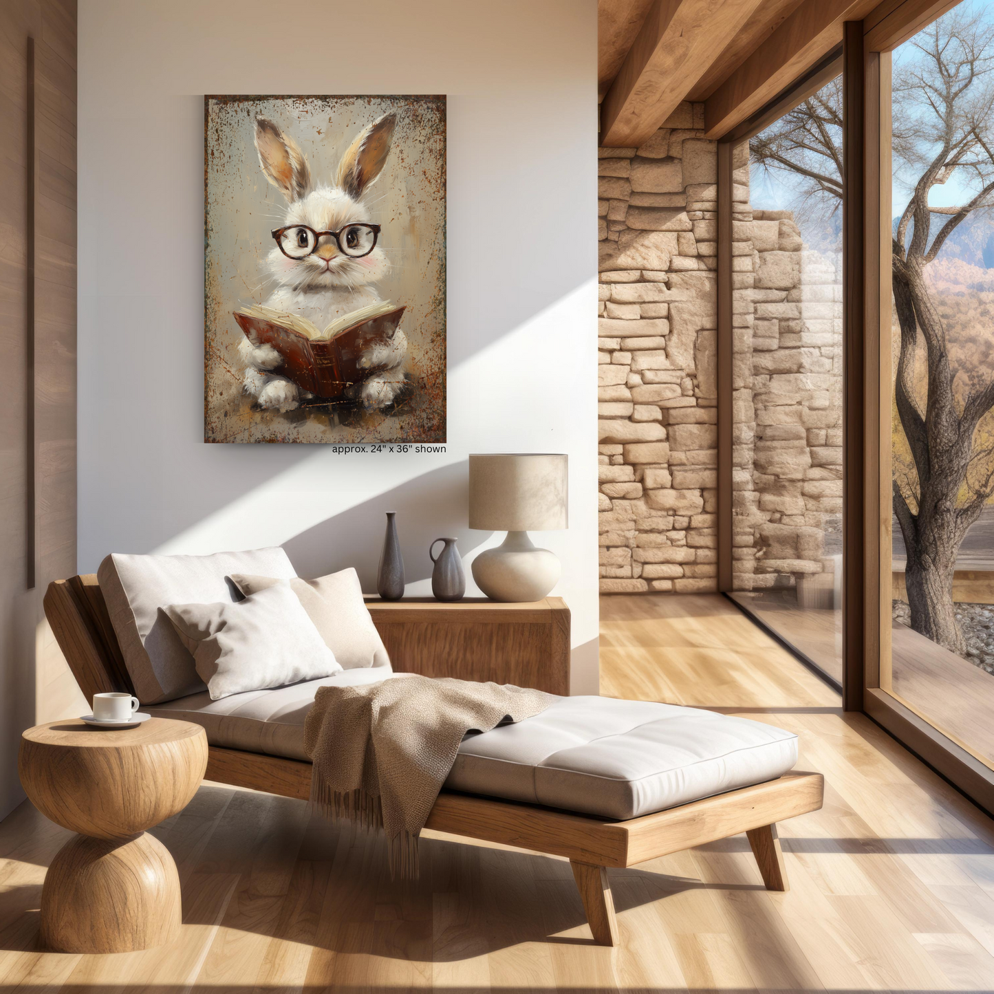 Rustic Vintage Bunny Canvas Light