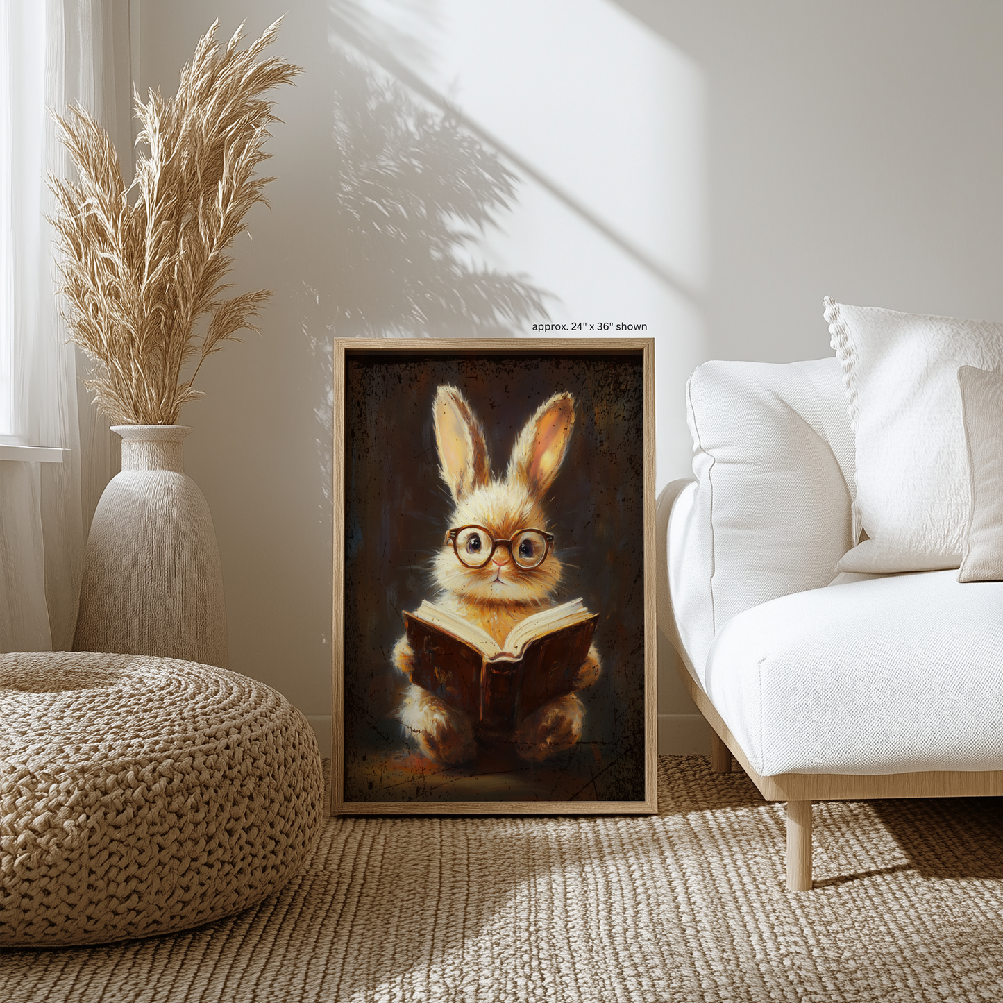 Rustic Vintage Bunny Canvas Dark