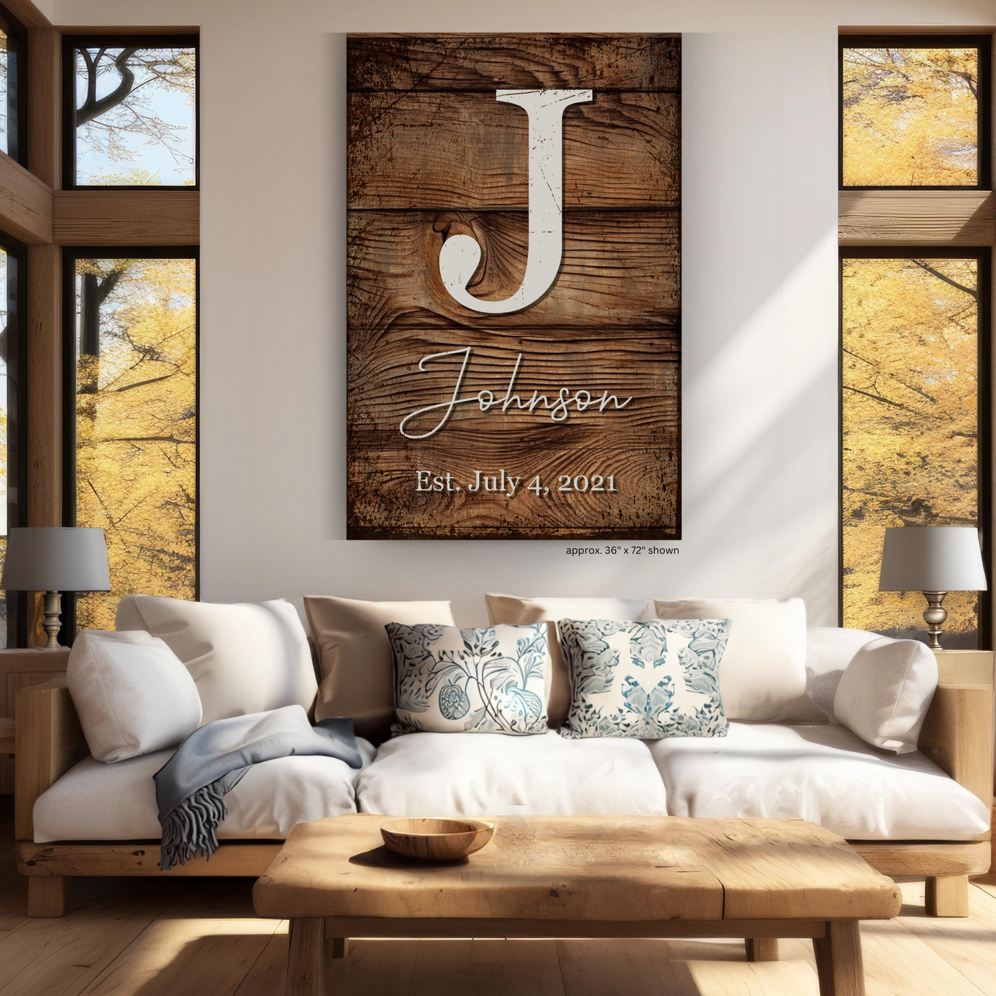 Personalized Rustic Farmhouse Family Name Canvas – Barnwood Style