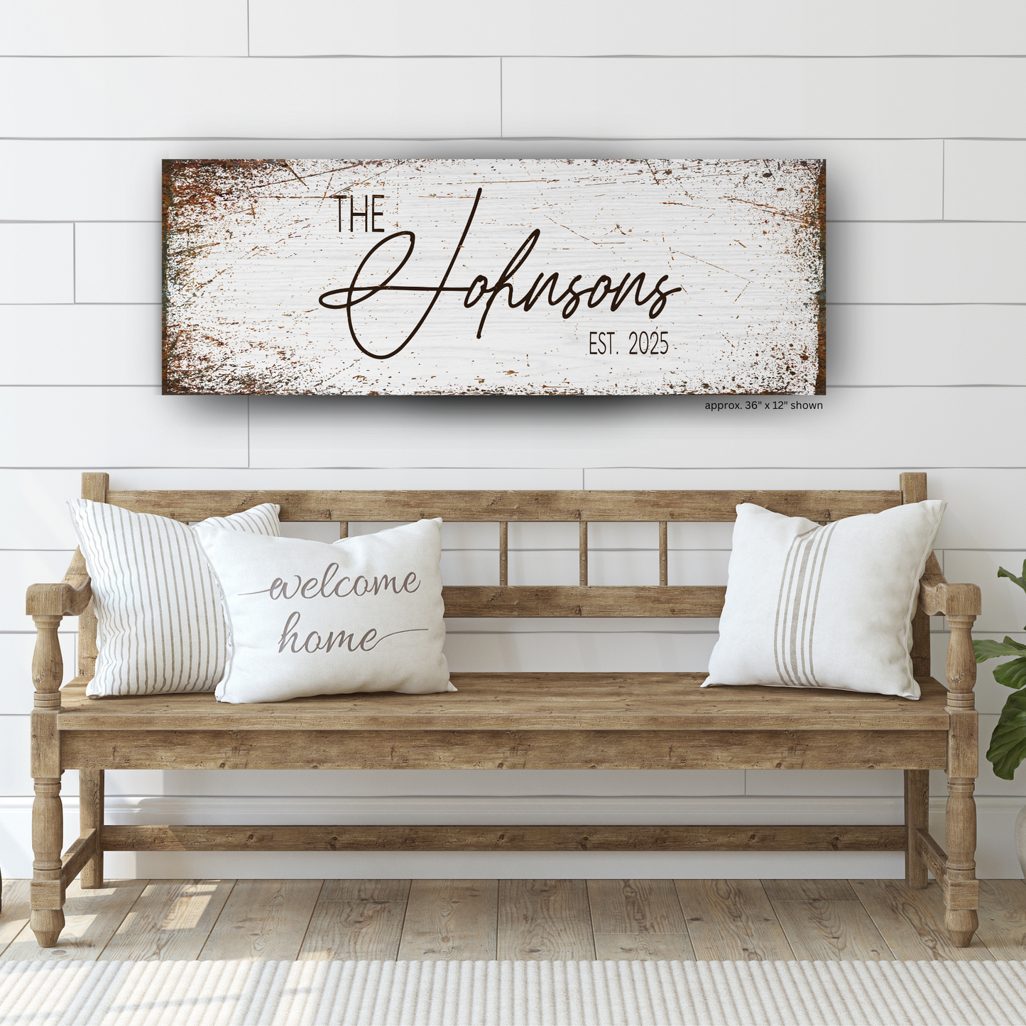 Personalized Rustic Farmhouse Family Name Canvas – Signature Style