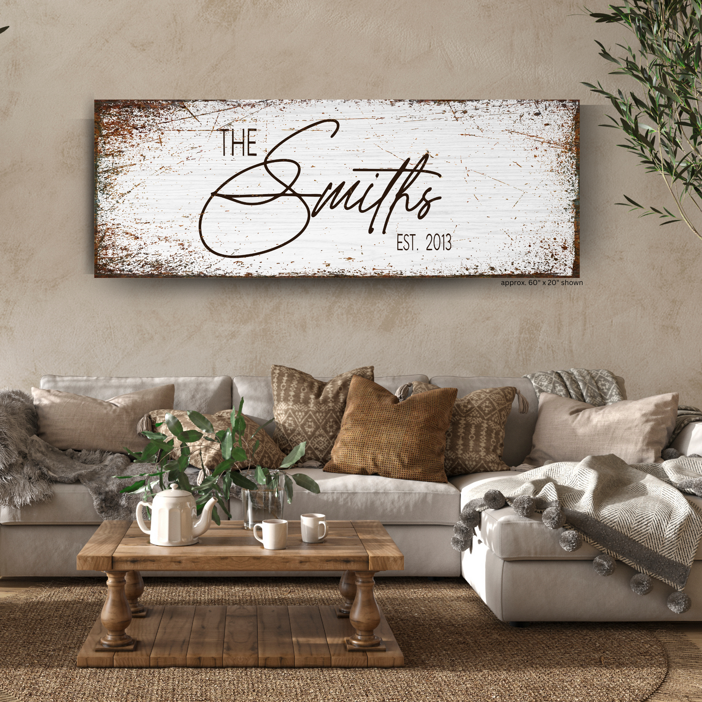 Personalized Rustic Farmhouse Family Name Canvas – Signature Style