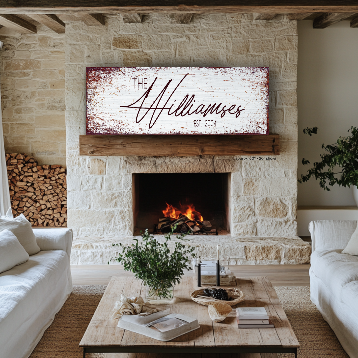 Personalized Rustic Farmhouse Family Name Canvas – Signature Style