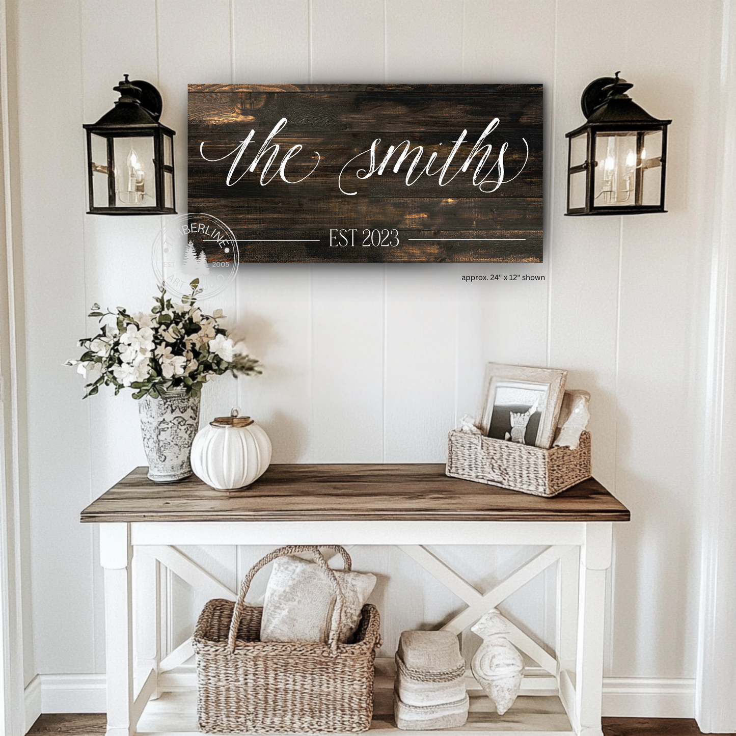 Personalized Rustic Farmhouse Family Name Canvas – Weathered Barnwood Style