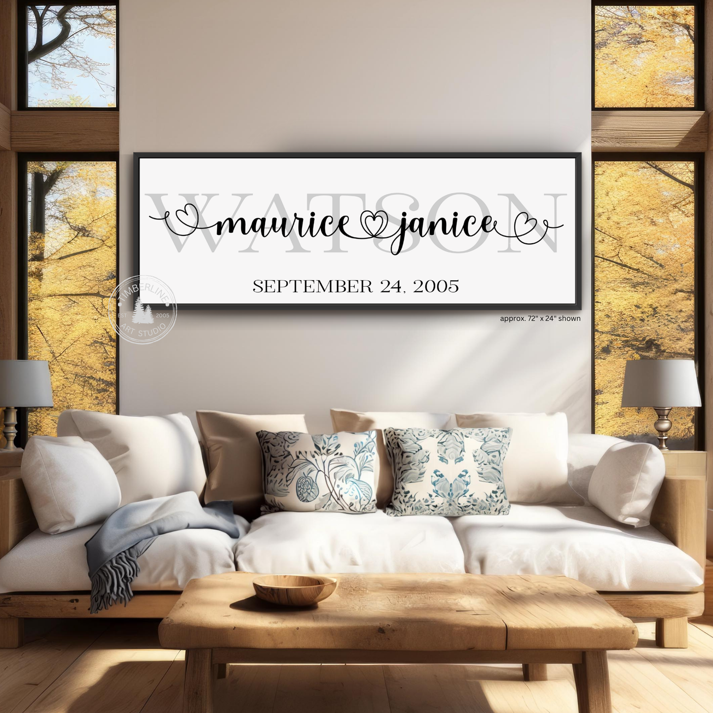 Personalized Farmhouse Couples Name Framed Canvas – Classic White Background