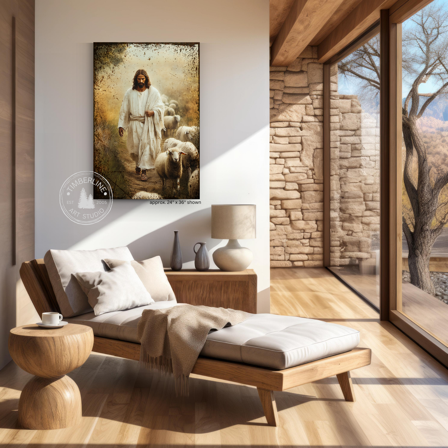 The Good Shepherd – Rustic Christian Canvas Sign