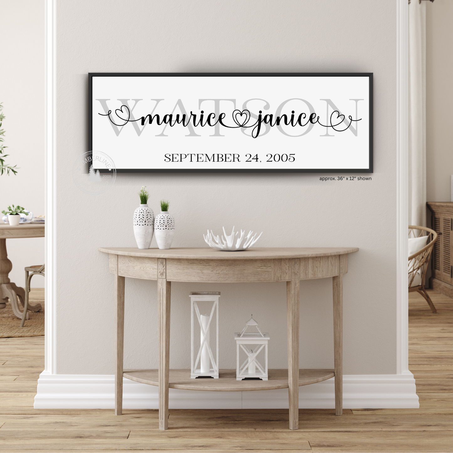 Personalized Farmhouse Couples Name Framed Canvas – Classic White Background