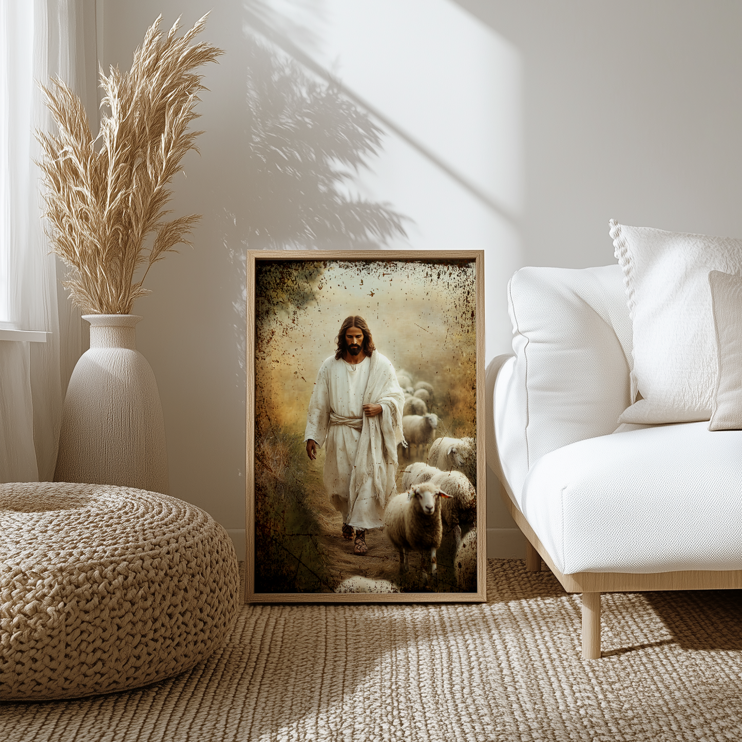 The Good Shepherd – Rustic Christian Canvas Sign