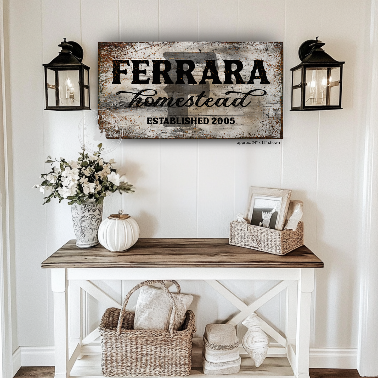 Personalized Rustic Homestead Family Canvas Sign