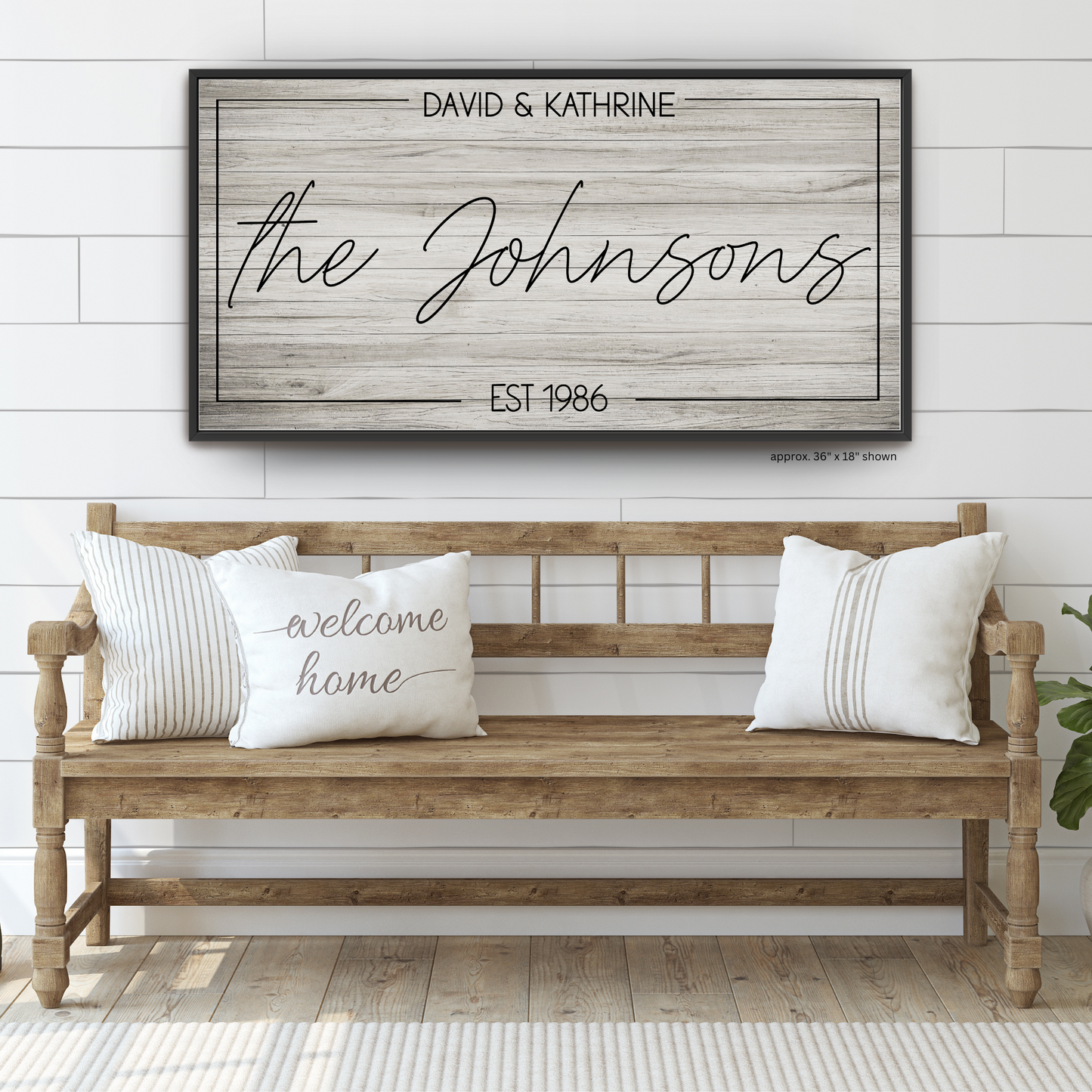 Personalized Farmhouse Family Name Framed Canvas – Gray Barnwood Style