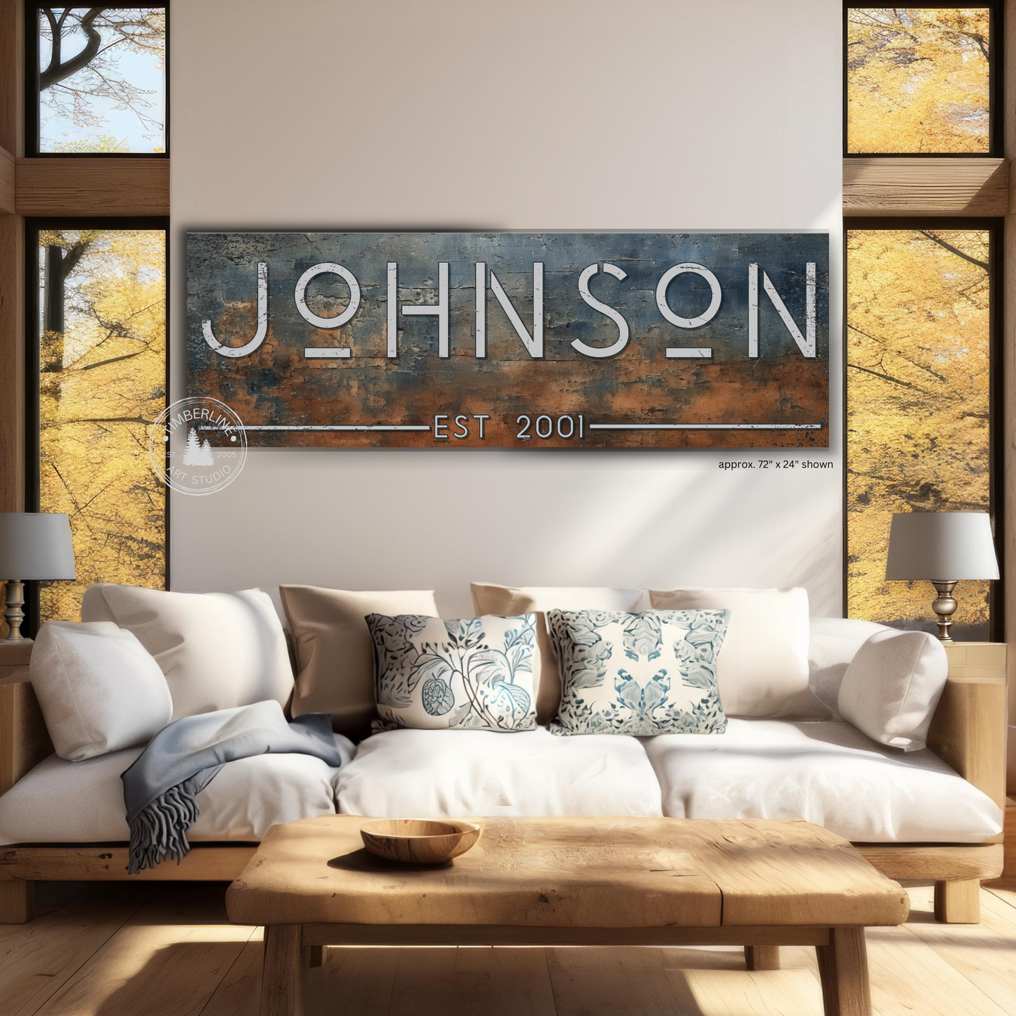 Personalized Rustic Modern Family Name Canvas – Weathered Industrial Style
