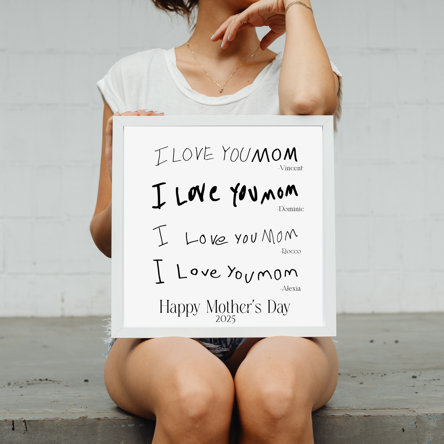 “I Love You Mom” Handwritten Canvas – Framed Keepsake from the Kids