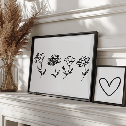Birth Flower Family Canvas Sign