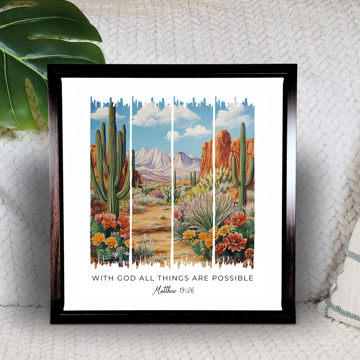 With God, All Things Are Possible – Blooming Painted Desert Bible Verse Canvas
