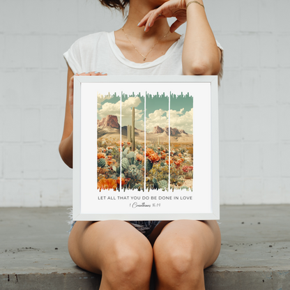 Let All That You Do Be Done in Love – Vintage Blooming Desert Bible Verse Canvas