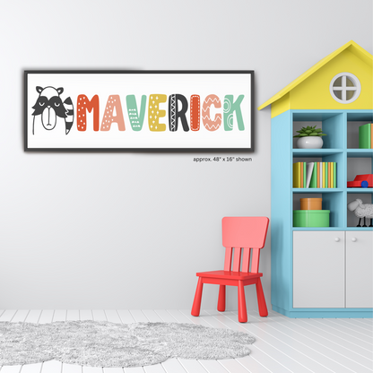 Personalized Boho Kids Name Canvas – Framed Nursery Wall Art