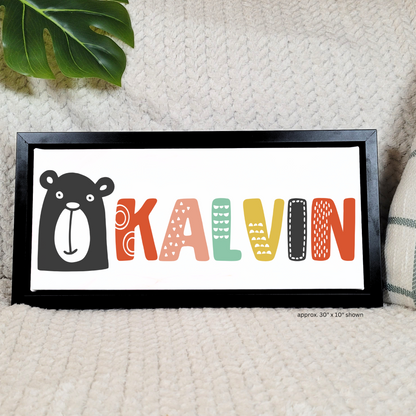 Personalized Boho Kids Name Canvas – Framed Nursery Wall Art