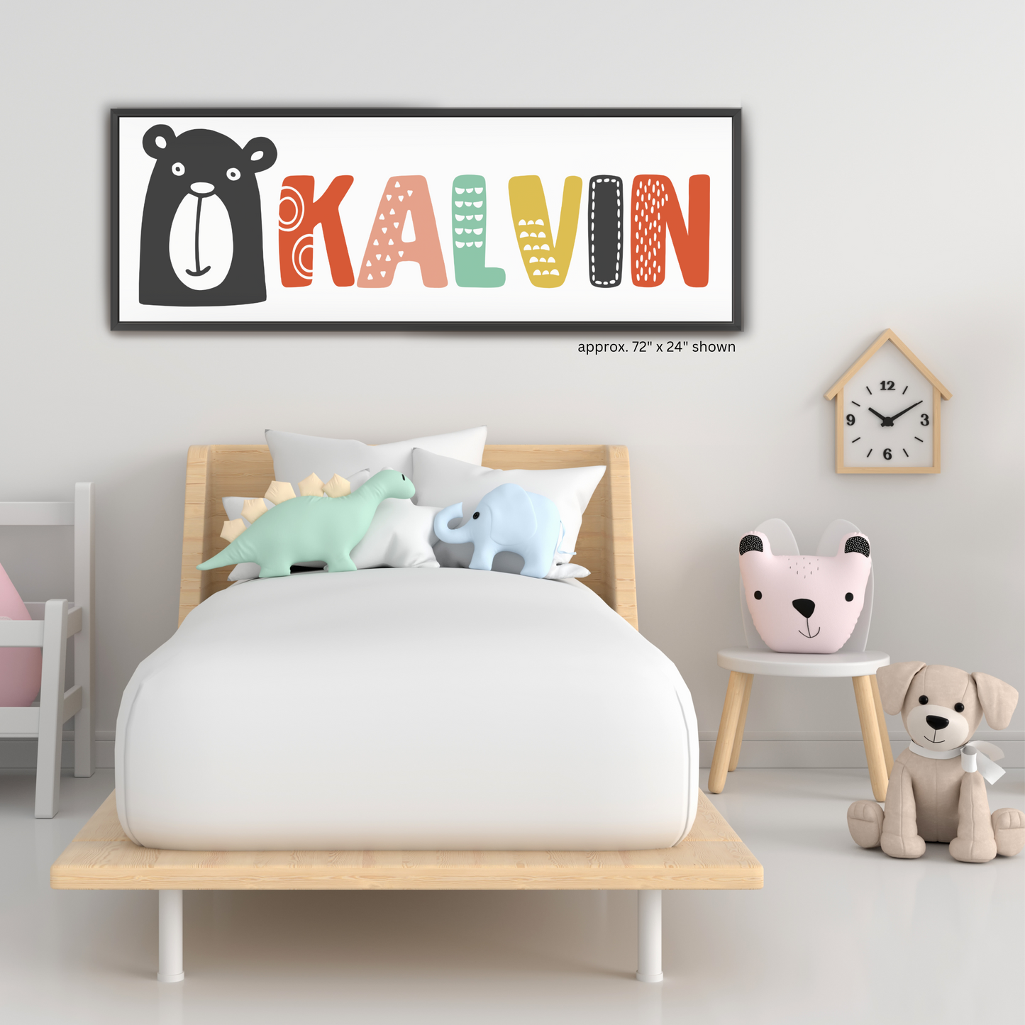 Personalized Boho Kids Name Canvas – Framed Nursery Wall Art